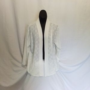 Rae Republic, White , Embroidery, Stretchy, Plus Size Cardigan. Size: 2X